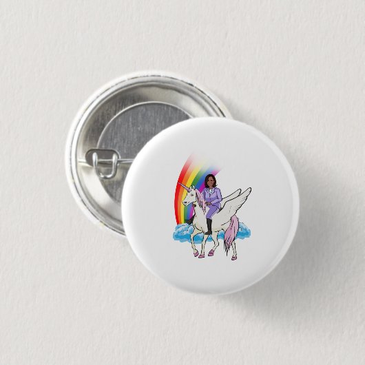 KAMALA HARRIS UNICORN UND RAINBOW BUTTON (Vorne & Hinten)