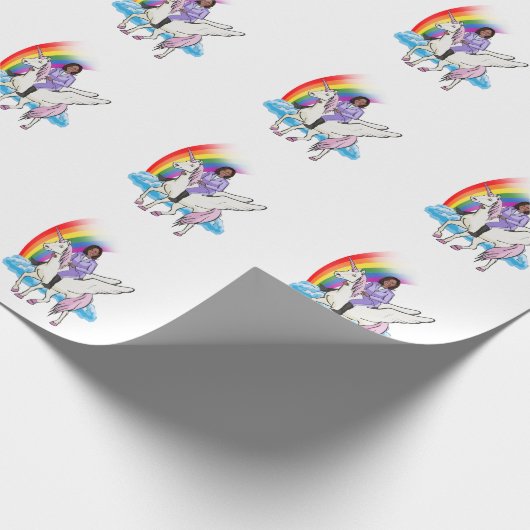 KAMALA HARRIS UNICORN UND RAINBOW GESCHENKPAPIER (Ecke)