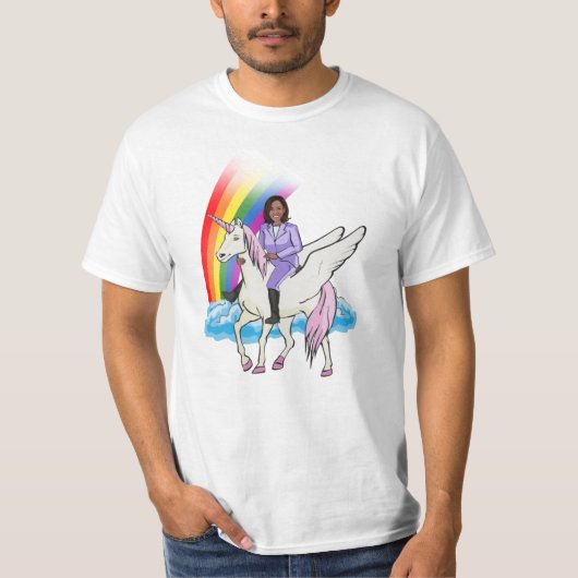 KAMALA HARRIS UNICORN UND RAINBOW T-Shirt (Vorderseite)