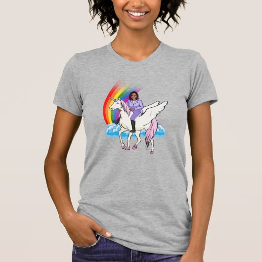 KAMALA HARRIS UNICORN UND RAINBOW T-Shirt (Vorderseite)