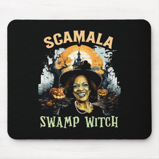 Kamala Harris Unmaskierter Sumpf Hexenhals Hallowe Mousepad (Vorne)