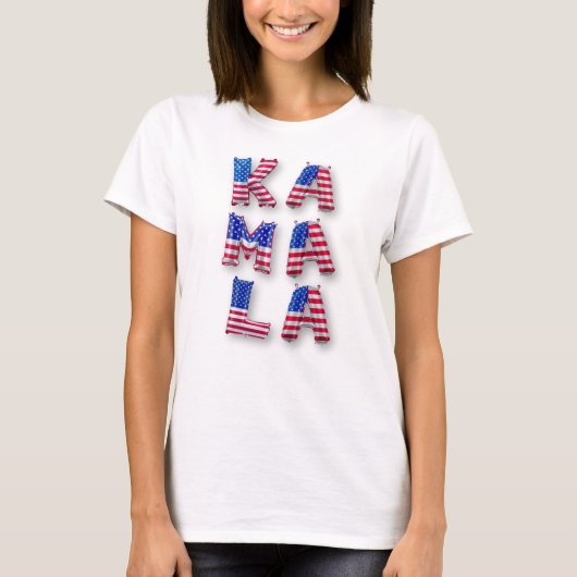 Kamala Harris USA Flag Balloon Letters Democrats T-Shirt (Vorderseite)