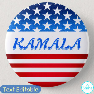 Kamala Harris USA Flag Custom Text Elections 2024 Button