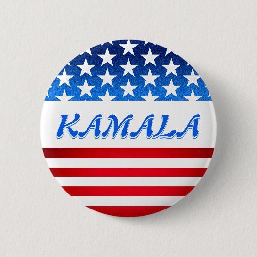 Kamala Harris USA Flag Custom Text Elections 2024 Button (Vorderseite)