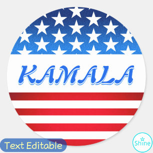 Kamala Harris USA Flag Custom Text Elections 2024 Runder Aufkleber