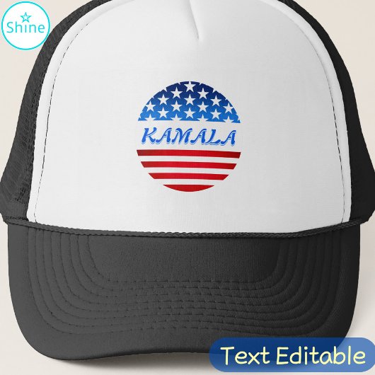Kamala Harris USA Flag Custom Text Elections 2024 Truckerkappe