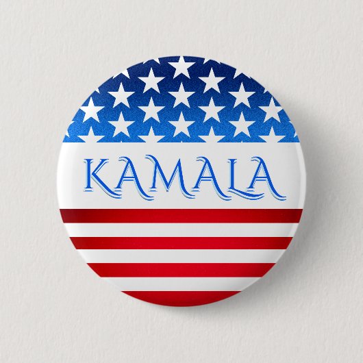 Kamala Harris USA Flag Demokraten Personalisierter Button (Vorderseite)