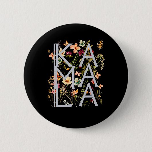 Kamala Harris Vintag Floral Weibchen Button (Vorderseite)