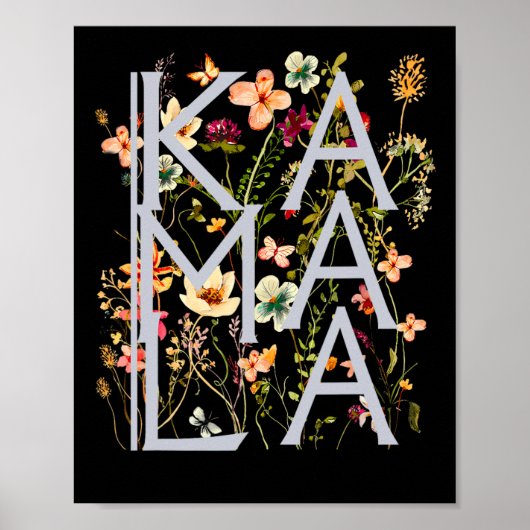 Kamala Harris Vintag Floral Weibchen Poster (Vorne)