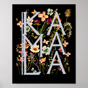 Kamala Harris Vintage Blumen Weiblich Erste Frau Poster