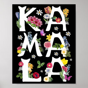 Kamala Harris Vintage Blumenkatzen-Buchstaben Präs Poster