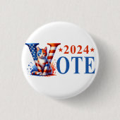 Kamala Harris Vote 2024 Cat Patriotic Button (Vorderseite)