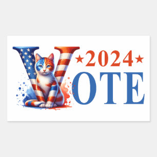 Kamala Harris Vote 2024 Cat Patriotic Rechteckiger Aufkleber