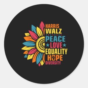 Kamala Harris Waltz Peace Liebe E Hope Diversity Runder Aufkleber