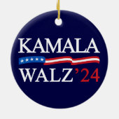 Kamala Harris Walz 2024 offensichtlich blau Keramik Ornament (Hinten)