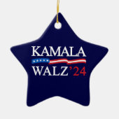 Kamala Harris Walz 2024 offensichtlich blau Keramik Ornament (Vorne)