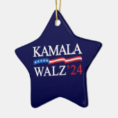 Kamala Harris Walz 2024 offensichtlich blau Keramik Ornament (Links)