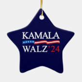 Kamala Harris Walz 2024 offensichtlich blau Keramik Ornament (Hinten)