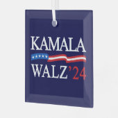 Kamala Harris Walz 2024 offensichtlich blau Ornament Aus Glas (Vorderseite links)