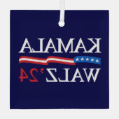 Kamala Harris Walz 2024 offensichtlich blau Ornament Aus Glas (Rückseite)