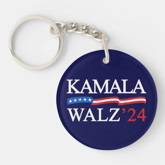Kamala Harris Walz 2024 offensichtlich blau Schlüsselanhänger (Vorderseite)