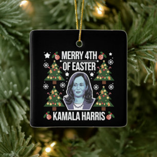 Kamala Harris Weihnachten Santa Frohe 4. Ostern Keramikornament