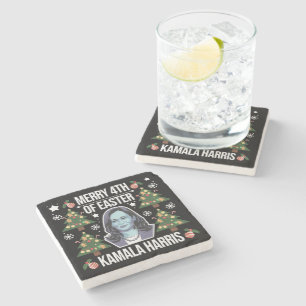 Kamala Harris Weihnachten Santa Frohe 4. Ostern Steinuntersetzer