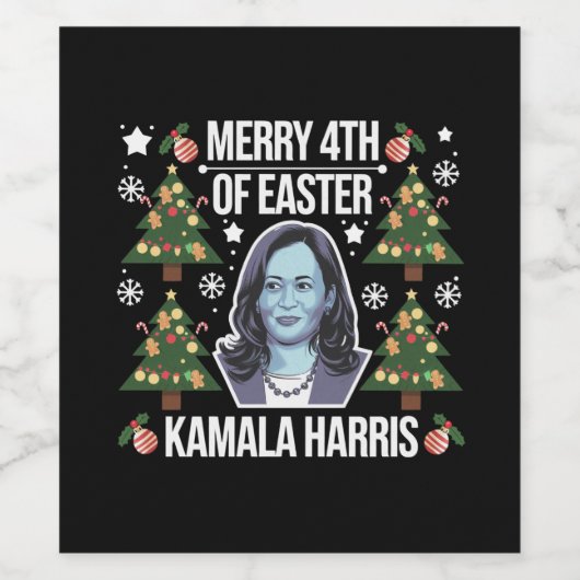 Kamala Harris Weihnachten Weihnachten Weihnachten  Weinetikett (Einzelnes Label)