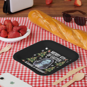 Kamala Harris Weihnachtsmann Frohe 4. Ostern Pappteller