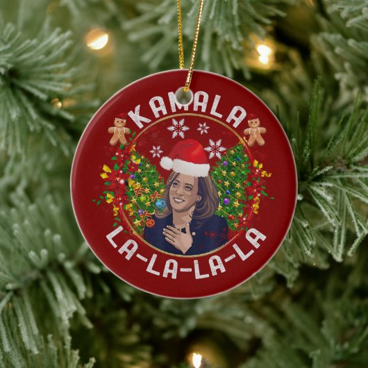 Kamala Harris Weihnachtsmannmütze Weihnachten Keramik Ornament (Baum)