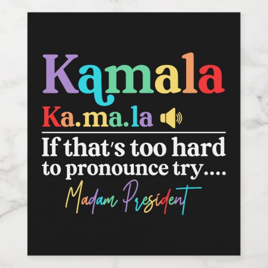 Kamala Harris Weinetikett (Einzelnes Label)