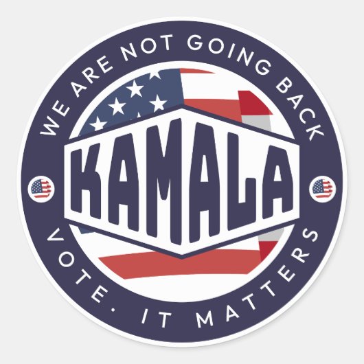 Kamala Harris: Wir gehen NICHT zurück Runder Aufkleber (Vorderseite)
