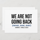 Kamala Harris Wir kommen nicht zurück, wählen Harr Einladung (Vorne/Hinten)