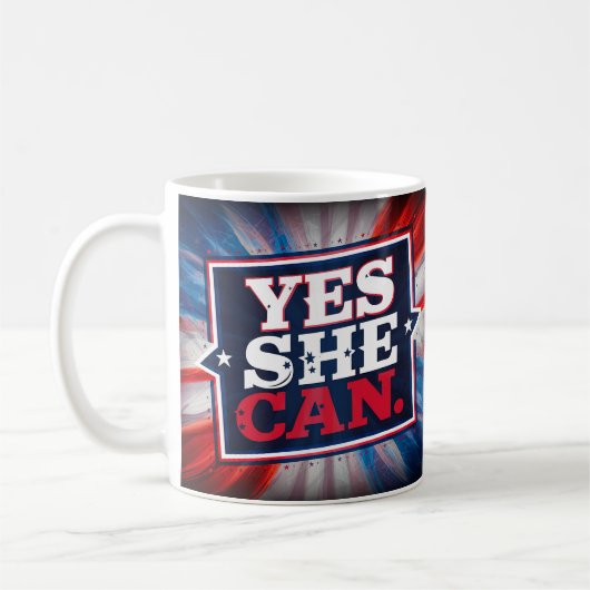 Kamala Harris 'Yes She Can' Kaffeetasse (Links)