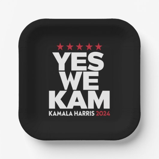 Kamala Harris Yes We Kam für US-Präsident 2024 Pappteller (Vorderseite)