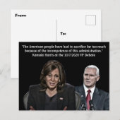 Kamala Harris Zitat während der VP-Debatte Postkarte (Vorne/Hinten)