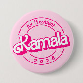 Kamala Harris zum Präsidenten in Rosa Button (Vorderseite)
