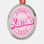 Kamala Harris zum Präsidenten in Rosa Ornament Aus Metall (Links)