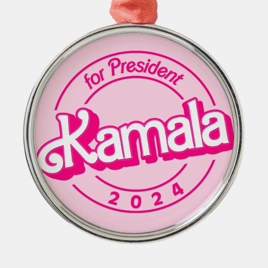Kamala Harris zum Präsidenten in Rosa Ornament Aus Metall (Vorne)