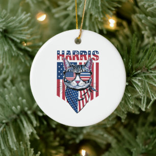 Kamala Harris zur Präsidentin 2024 Lustige Katze  Keramik Ornament