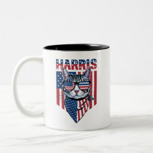 Kamala Harris zur Präsidentin 2024 Lustige Katze  Zweifarbige Tasse