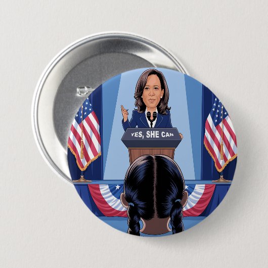 KAMALA HARRIS'S NIECE - JA, SIE KANN Button (Vorne & Hinten)