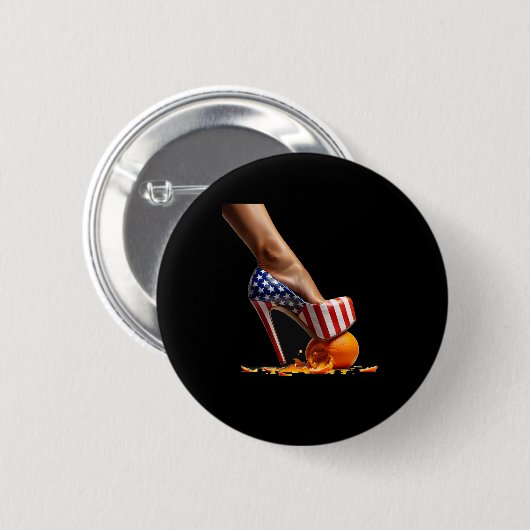 Kamala Heelse auf Orange Button (Vorne & Hinten)
