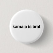 Kamala ist braune moderne Typografie lustig Schwar Button (Vorderseite)