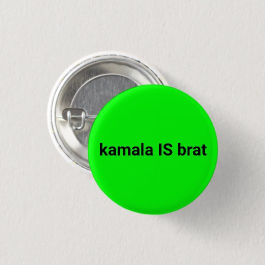 Kamala ist braunschwarz und neongrün cool button (Vorne & Hinten)