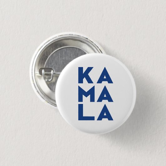 kamala Ka ma la 3 Silben typografisch blau weiß Button (Vorne & Hinten)