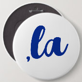 "Kamala" Komma blaues Text Button (Vorne & Hinten)