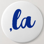 "Kamala" Komma blaues Text Button (Vorderseite)
