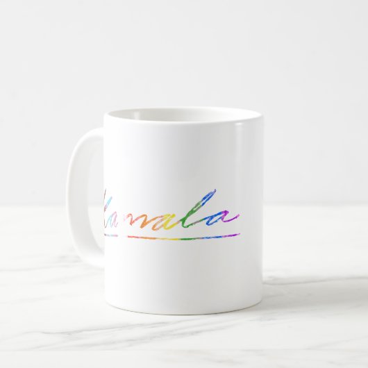 Kamala Kursive Signatur Fortschritt Kaffeetasse (Vorderseite Links)