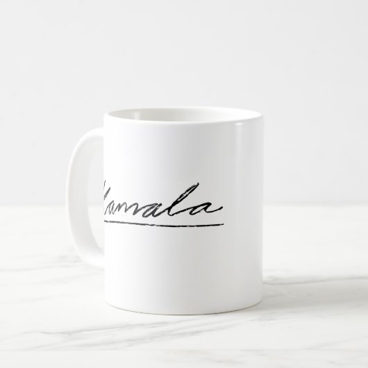 Kamala-Kursive Signatur Kaffeetasse (Vorderseite Links)